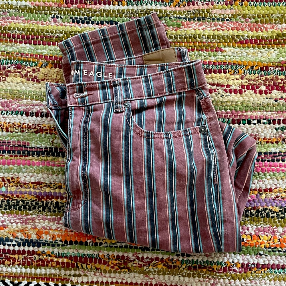 american eagle stripey mom jeans